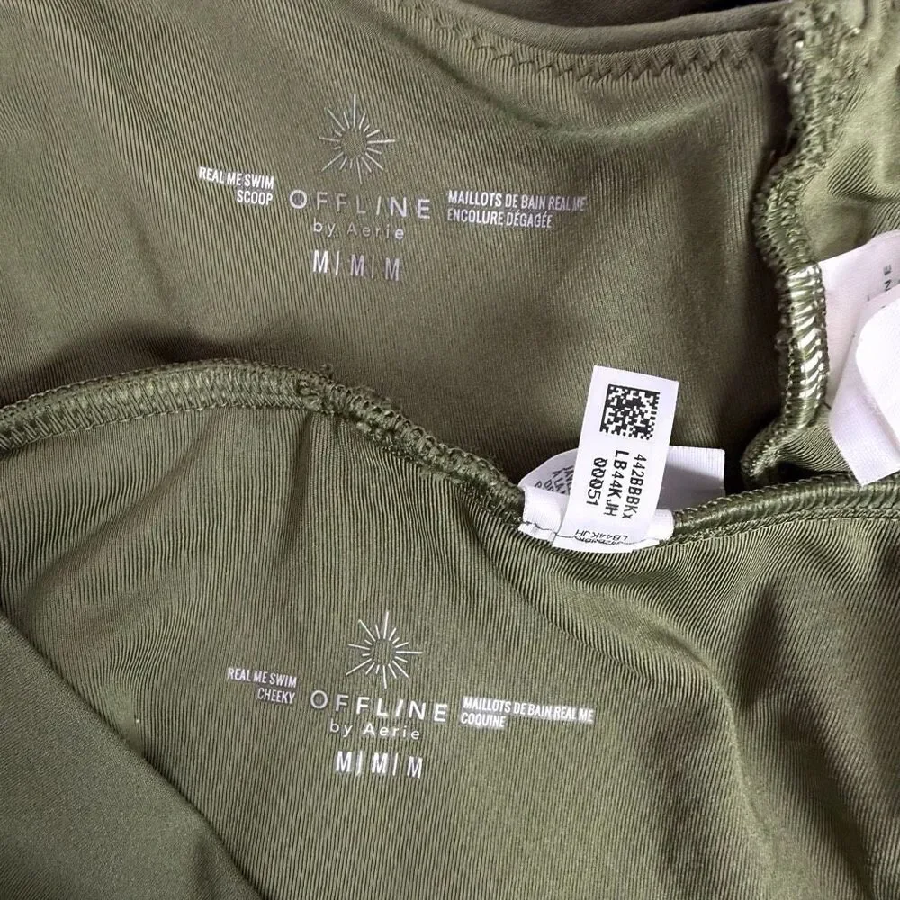 Offline by Aerie Medium Scoop Cheeky Bikini Green Cream - Picture 7 of 9